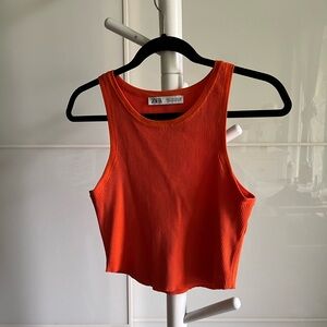 orange zara crop